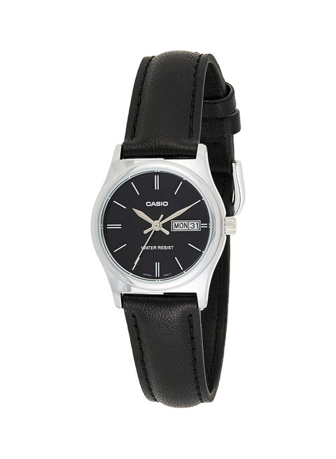 Women's Leather Analog Watch LTP-V006L-1B2UDF - 25 mm - Black