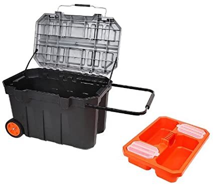 Tactix - Tactix Mobile Tool Chest, 29 Inches, Portable, Rolling Tool Box, Rubber Coated Wheels, Tray With Compartments, Durable Metal Latch, Size: 75 X 47 X 48.5 cm- 320314 Black/Grey - Image 1
