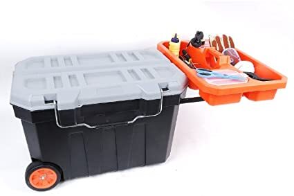 Tactix - Tactix Mobile Tool Chest, 29 Inches, Portable, Rolling Tool Box, Rubber Coated Wheels, Tray With Compartments, Durable Metal Latch, Size: 75 X 47 X 48.5 cm- 320314 Black/Grey - Image 1