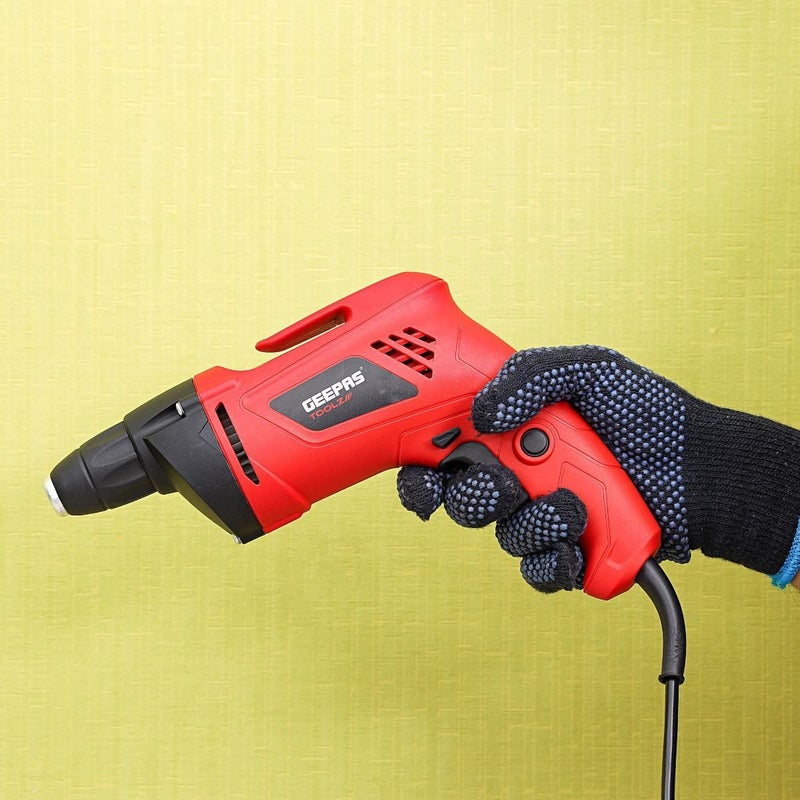 GEEPAS - Electric Screw Driver  - Variable Speed 0 to 4200 RPM | Forward & Reverse Button with Lock-On Switch | Trigger-Lock | Ideal for Drilling, Screw Tightening & Loose Red/Black - Image 1