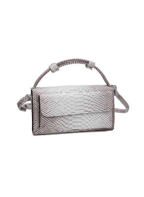 Snake Pattern Crossbody Bag White