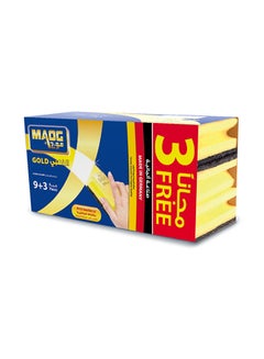 Maog 12-Piece Gold Sponge With Scrubber Yellow 