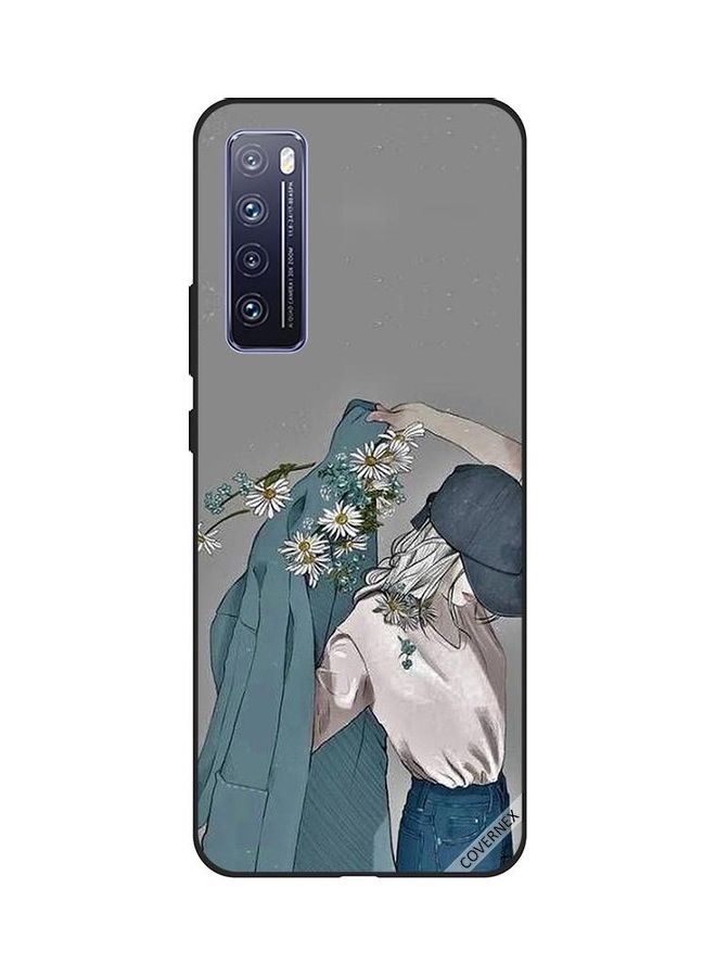 Covernex Protective Back Cover For Huawei Nova 7 Cap Girl Wearing Floral Coat Cap Girl Wearing Floral Coat - Image 1
