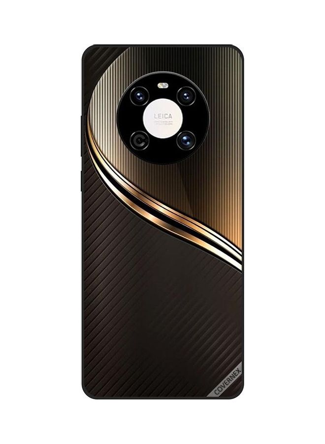كوفرنيكس غطاء حماية مزين بطبعة لهاتف هواوي ميت 40 برو تصميم معدن داكن وذهبي - Image 1