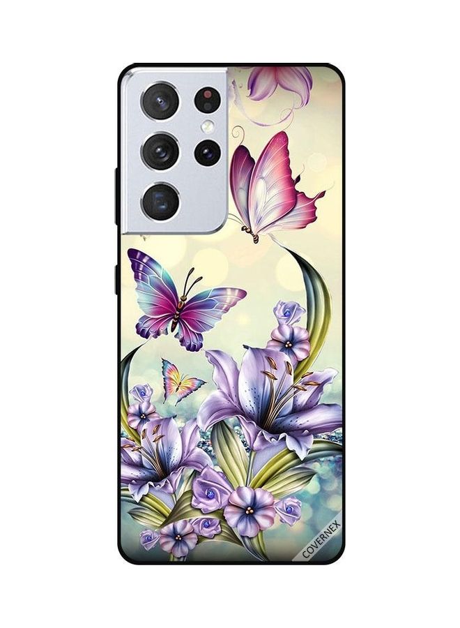 كوفرنيكس غطاء حماية واقٍ لهاتف سامسونج جالاكسي S21 ألترا أزهار وفراشات - Image 1