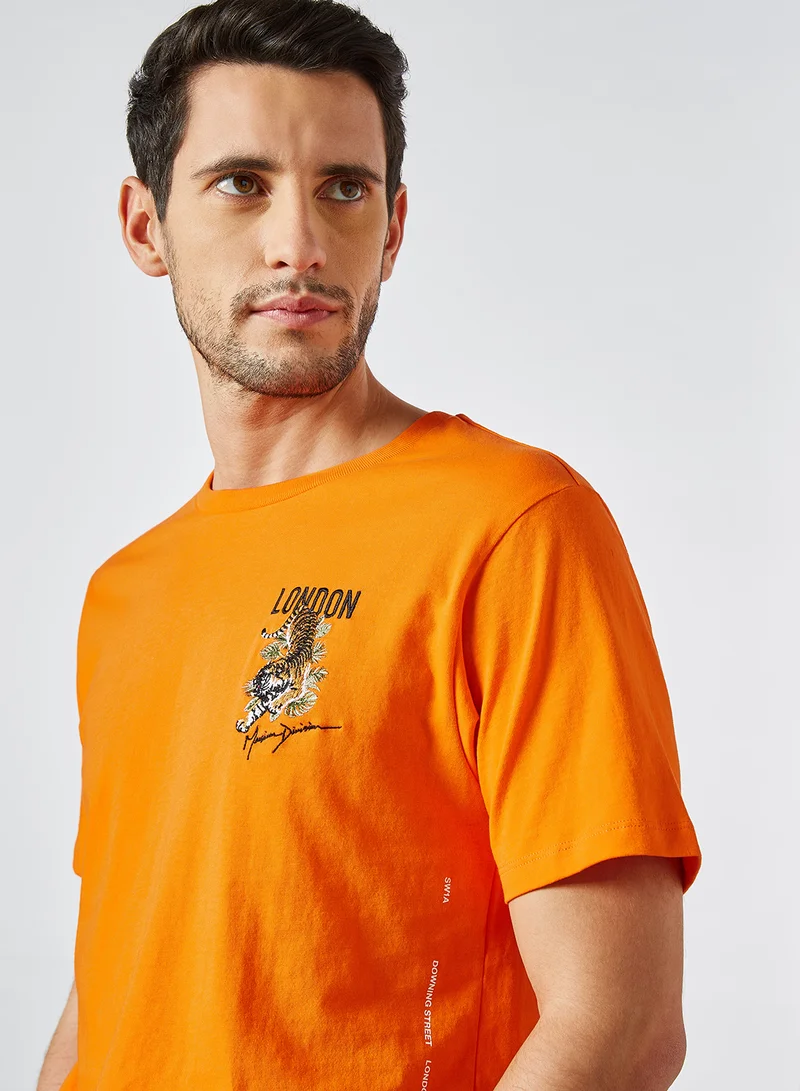 MUSIUM DIV. Short Sleeve Logo T-Shirt Orange