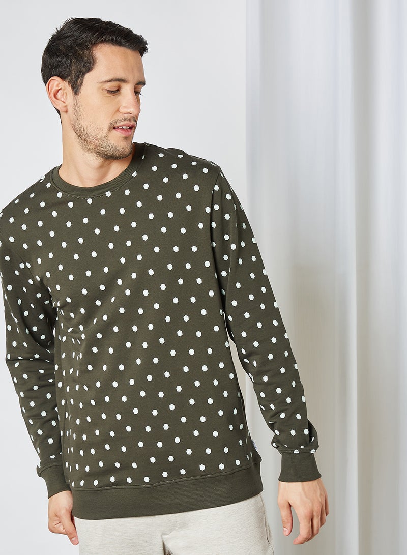 Only & Sons - All Over Print Sweatshirt Olive - Image 1