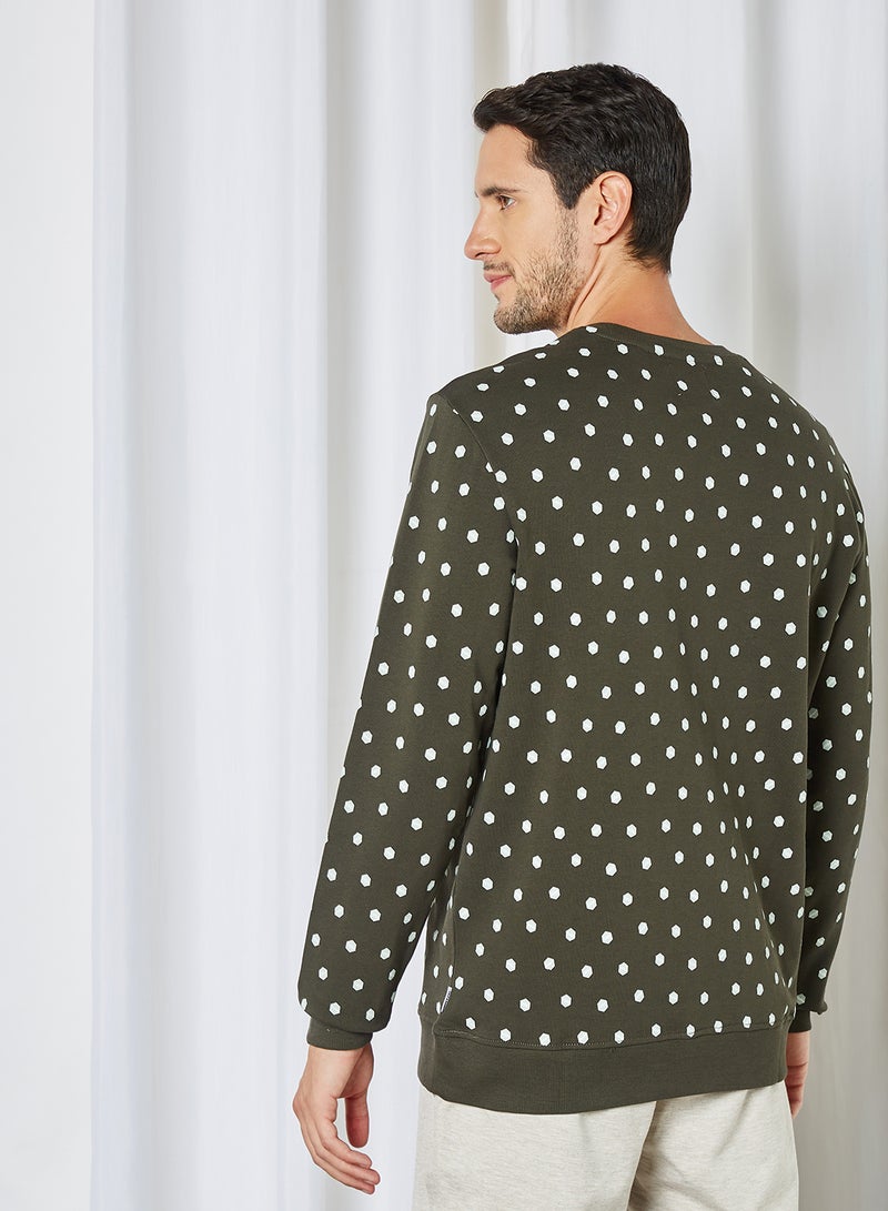 Only & Sons - All Over Print Sweatshirt Olive - Image 1