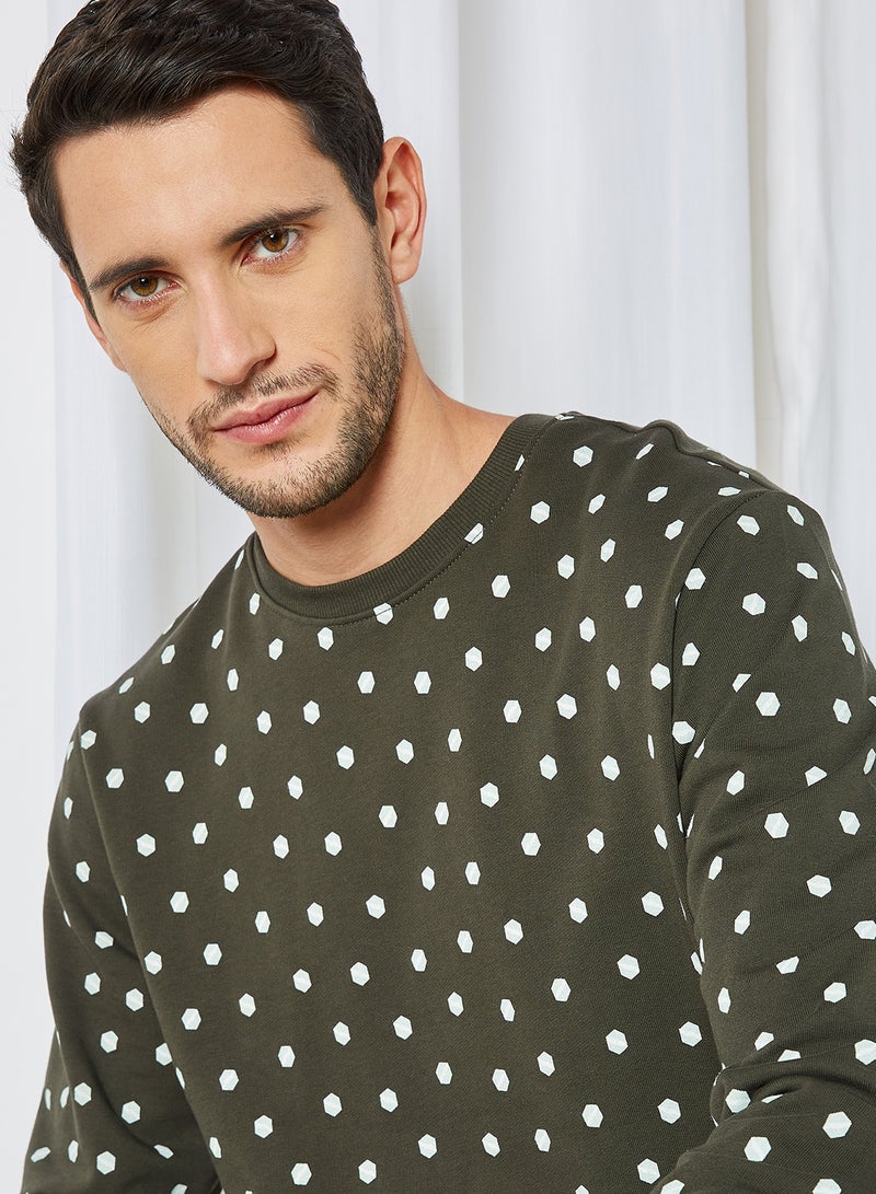 Only & Sons - All Over Print Sweatshirt Olive - Image 1