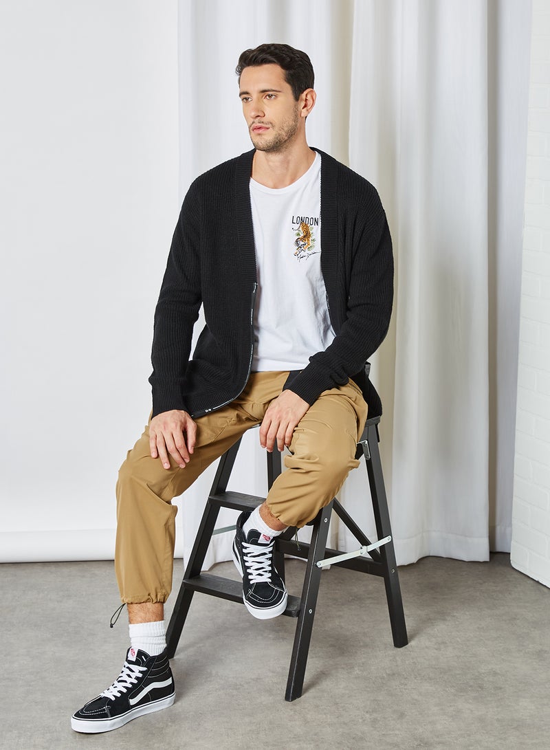 MUSIUM DIV. - Zip Through Cardigan Black - Image 1
