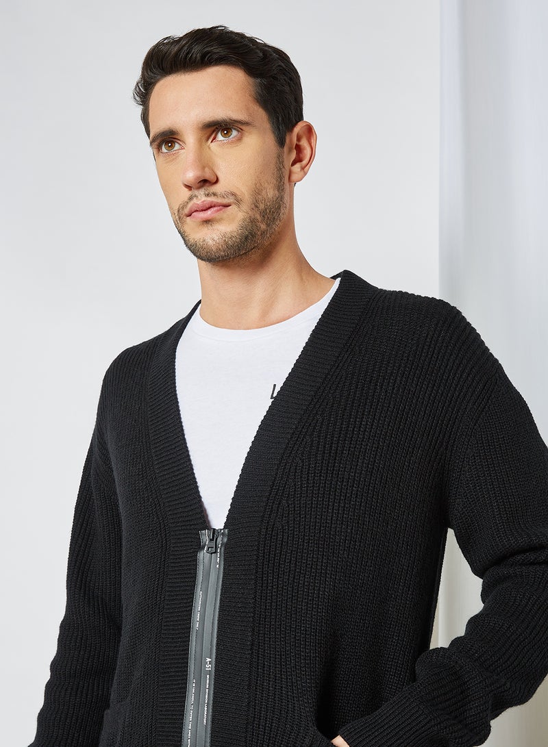 MUSIUM DIV. - Zip Through Cardigan Black - Image 1