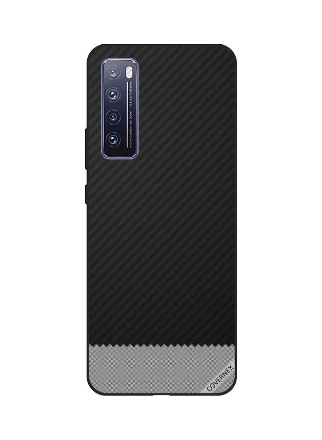 كوفرنيكس غطاء حماية خلفي لهاتف هواوي نوفا 7 5G بنمط شريط تصميم خطوط سوداء ورمادية  - Image 1