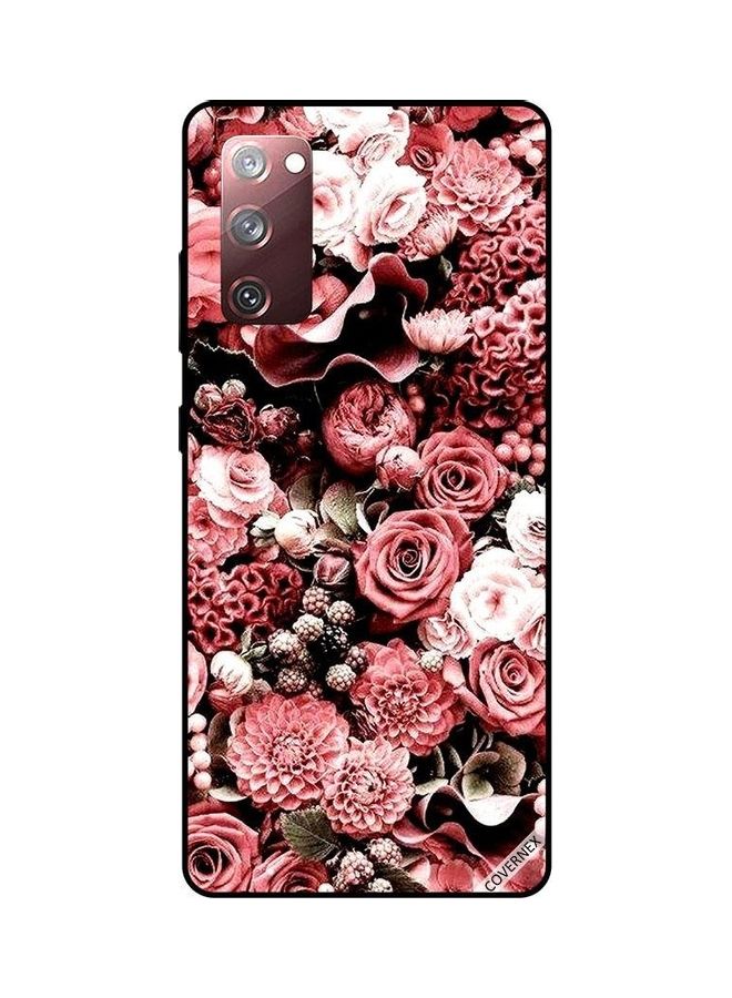 كوفرنيكس غطاء حماية واق لهاتف سامسونج جالاكسي S20 FE نمط زهور بلون الخوخ - Image 1