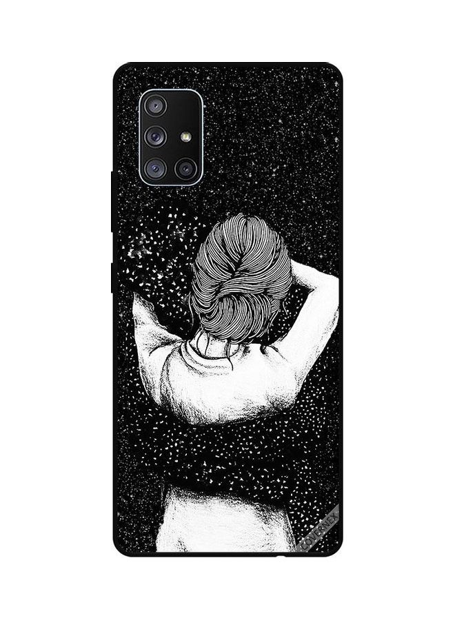 كوفرنيكس غطاء حماية واقي لهاتف سامسونج جالاكسي A71 ‏5G نمط فتاة مرسومة بخطوط عشوائية غارقة في الخيال ليلاً - Image 1