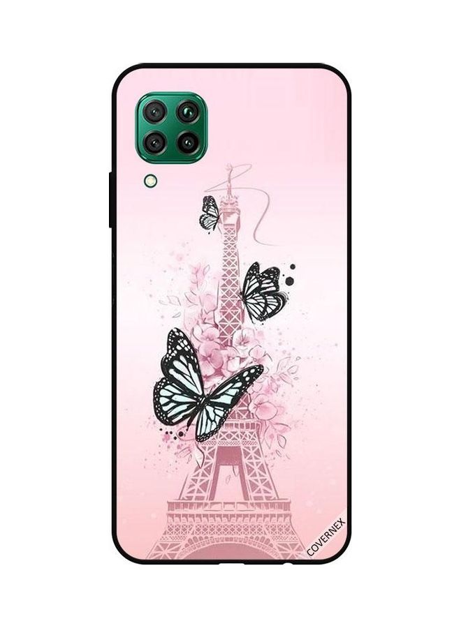 كوفرنيكس غطاء حماية خلفي لهاتف هواوي نوفا 7i/P40 لايت بتصميم فراشات على برج إيفل فراشات على برج إيفل - Image 1