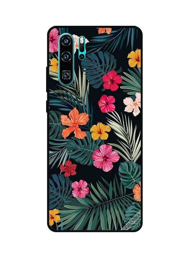 Covernex Protective Case Cover For Huawei P30 Pro Multicolour Flowers And Dark Green Feathers  - Image 1