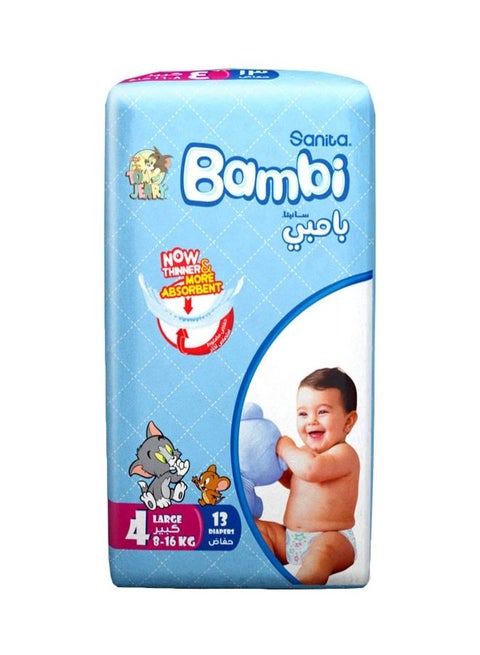 Disposable Diapers Large Size 4 (8-16 Kg), 13 Counts
