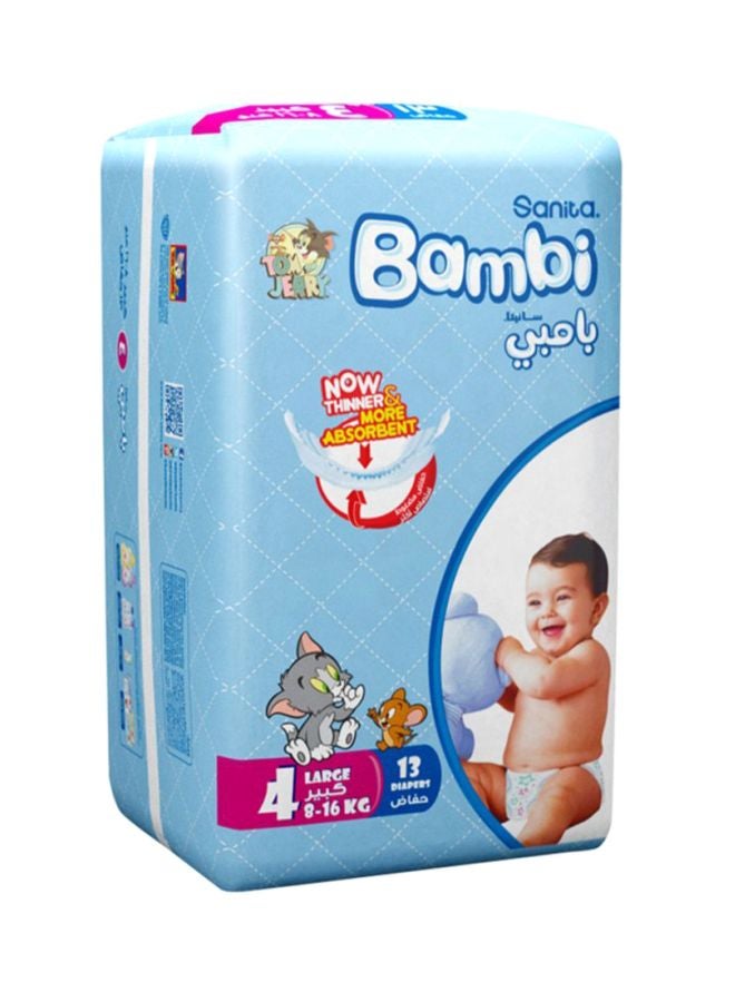 Sanita Bambi - Disposable Diapers Large Size 4 (8-16 Kg), 13 Counts - Image 1