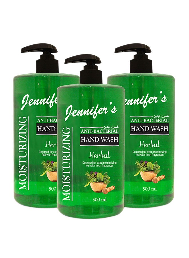 Jennifer's Herbal Hand Wash Green 3x500ml 