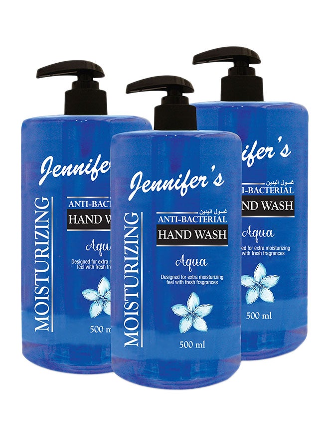 Jennifer's Aqua Hand Wash Blue 3x500ml 