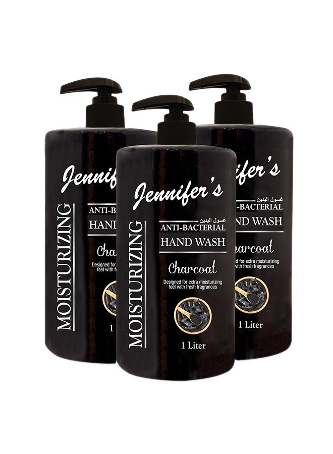 Jennifer's - Pack of 3 Charcoal Hand Wash Black 1Liters - Image 1