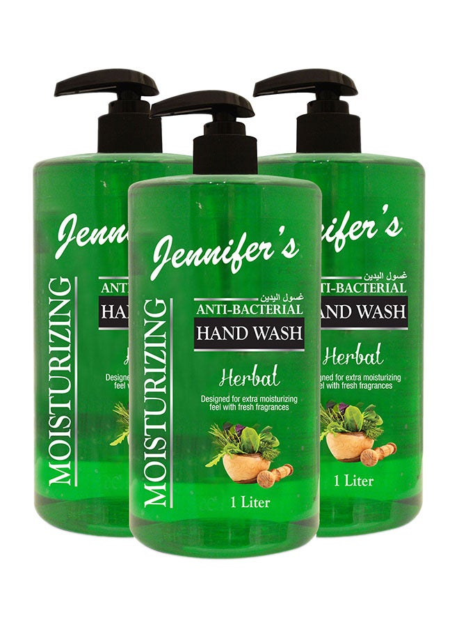 Jennifer's Pack of 3 Herbal Hand Wash Green 1Liters 