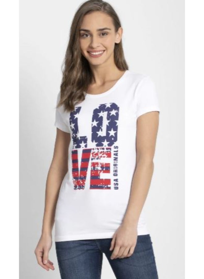 جوكي تيشيرت بفتحة رقبة مستديرة وطبعة عبارة "USA Originals" ألوان/ طباعة متنوعة  - Image 1