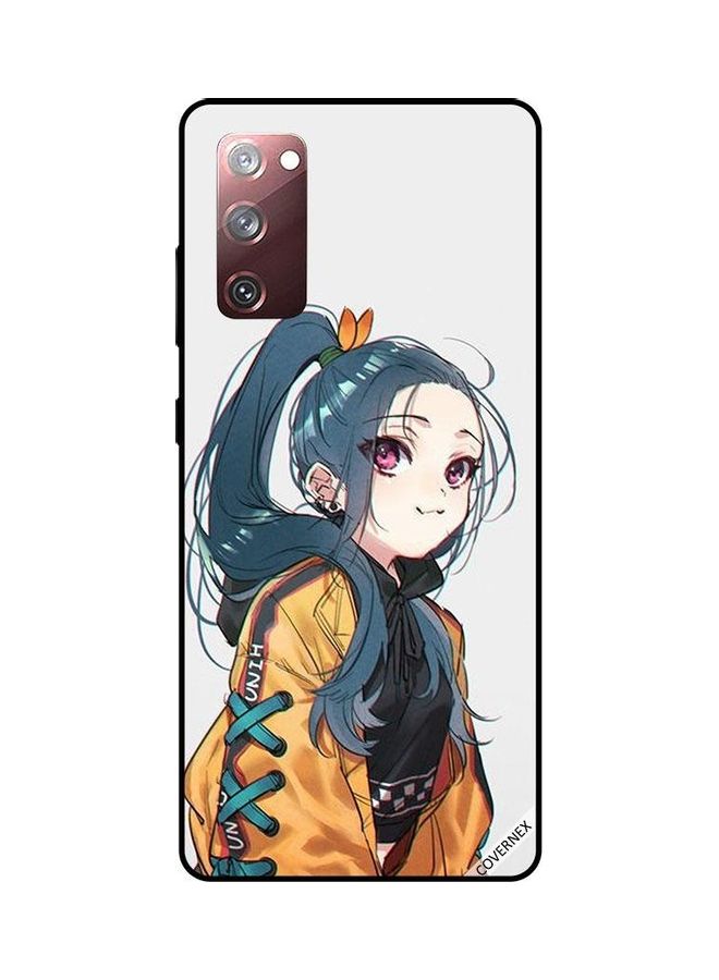 Covernex Samsung Galaxy S20 FE Protective Case Cover Printed Featuring Cute Girl Hide Mouth On Peach Rose DESIGN_0071 - Image 1