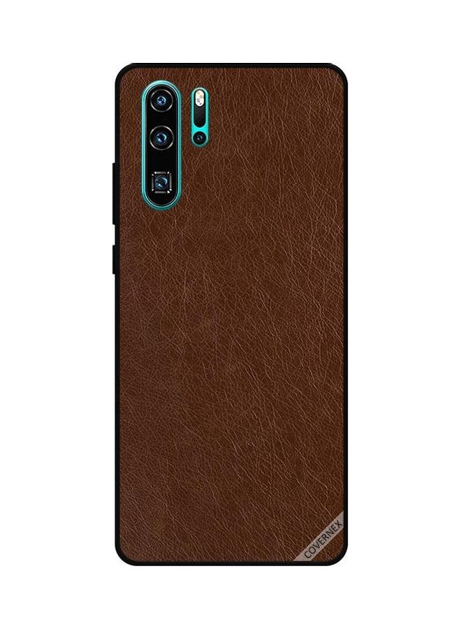 كوفرنيكس غطاء حماية واق لهاتف هواوي P30 برو نمط جلد بني داكن - Image 1
