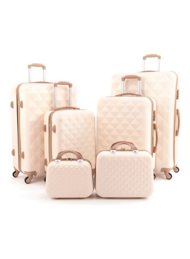 ليمرا مجموعة حقائب أمتعة متينة بعجلات مقاس 12/15/16/20/24/28 بوصة من 6 قطع بيج/ ذهبي - Image 1