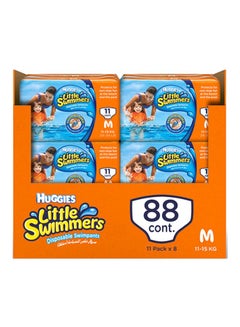 Huggies Little Swimmer Disposable Swim Pants Diapers, 11 - 15 Kg, 88 Count ( 8 x 11 Pack ) - Medium, Easy Open Sides  - Image 1