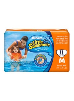 Huggies Little Swimmer Disposable Swim Pants Diapers, 11 - 15 Kg, 88 Count ( 8 x 11 Pack ) - Medium, Easy Open Sides  - Image 2
