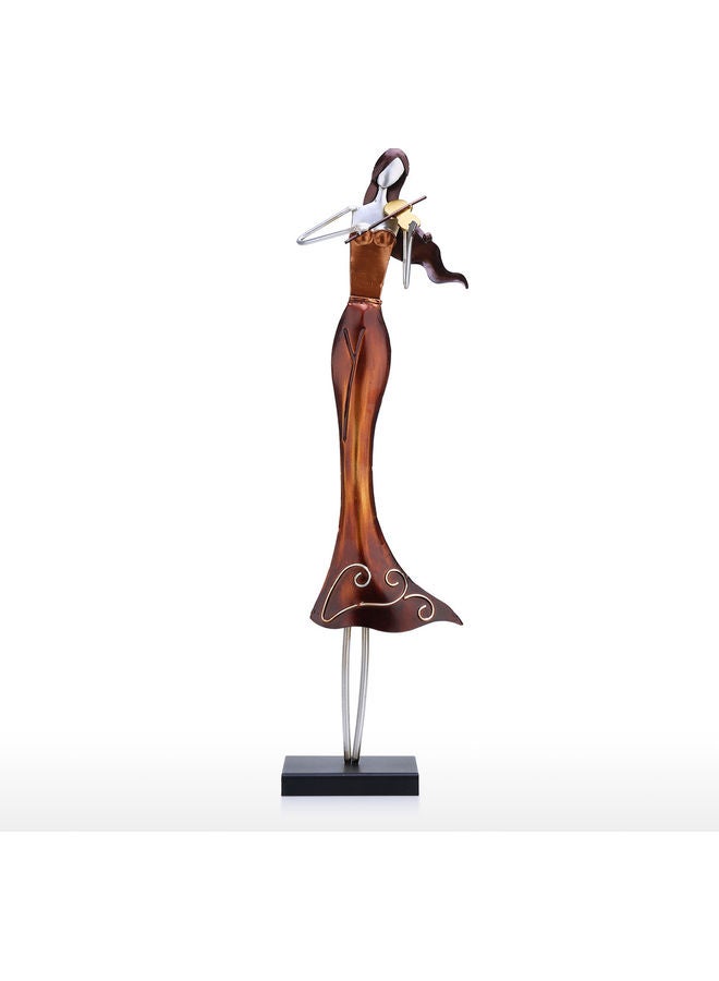 توراتس منحوتة بتصميم فتاة تعزف على آلة الكمان بني - Image 2