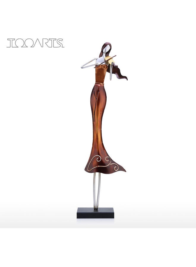 توراتس منحوتة بتصميم فتاة تعزف على آلة الكمان بني - Image 1