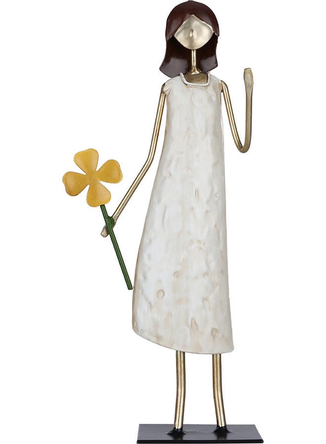 توراتس تمثال فتاة تحمل زهرة أبيض/أصفر - Image 1