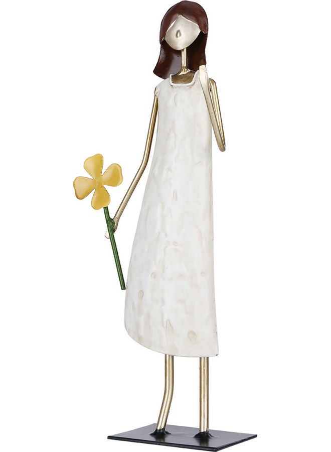 توراتس تمثال فتاة تحمل زهرة أبيض/أصفر - Image 2