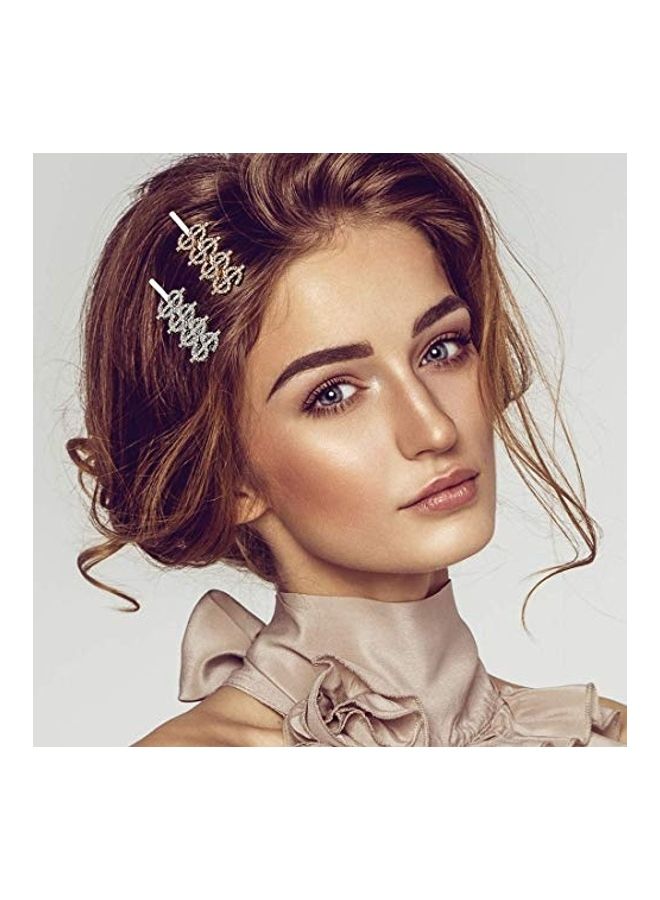 مجموعة مشابك شعر بتصميم حروف مرصعة بالكريستال مكونة من 19 قطعة ذهبي - Image 2