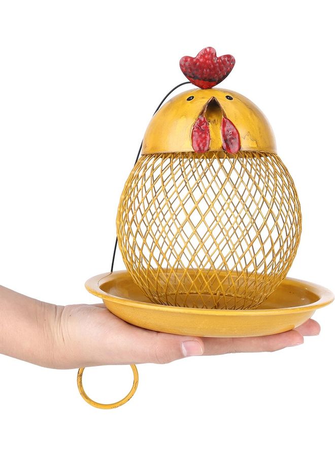 TOOARTS Decorative Hanging Metal Shaped Bird Feeder Golden/Red - Image 4