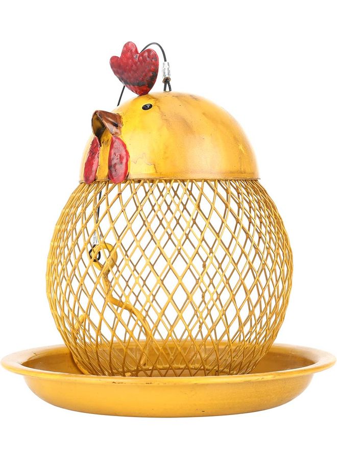 TOOARTS Decorative Hanging Metal Shaped Bird Feeder Golden/Red - Image 2