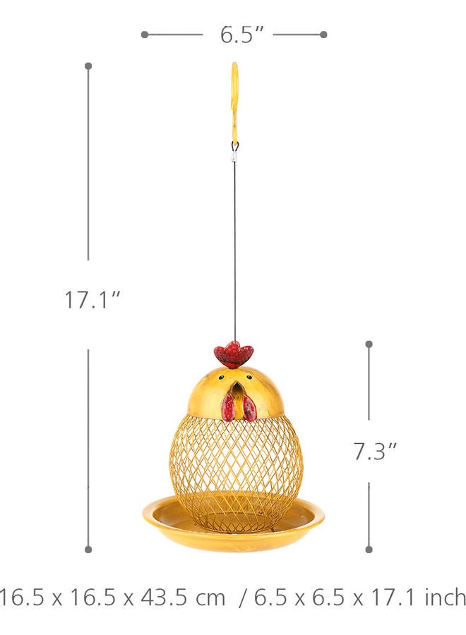 TOOARTS Decorative Hanging Metal Shaped Bird Feeder Golden/Red - Image 5