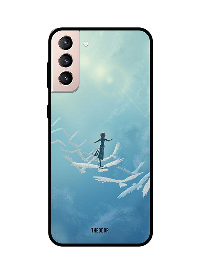 غطاء حماية واقٍ لهاتف سامسونج جالاكسي S21 نمط فتاة تطير في السماء