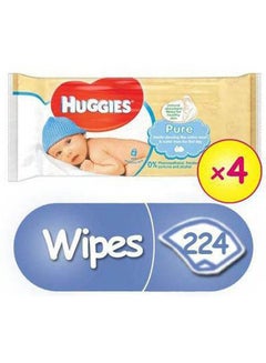 Pure Baby Wipes 4 Packs x 56 Wipes, 224 Count - v1614792099/N35353961A_2