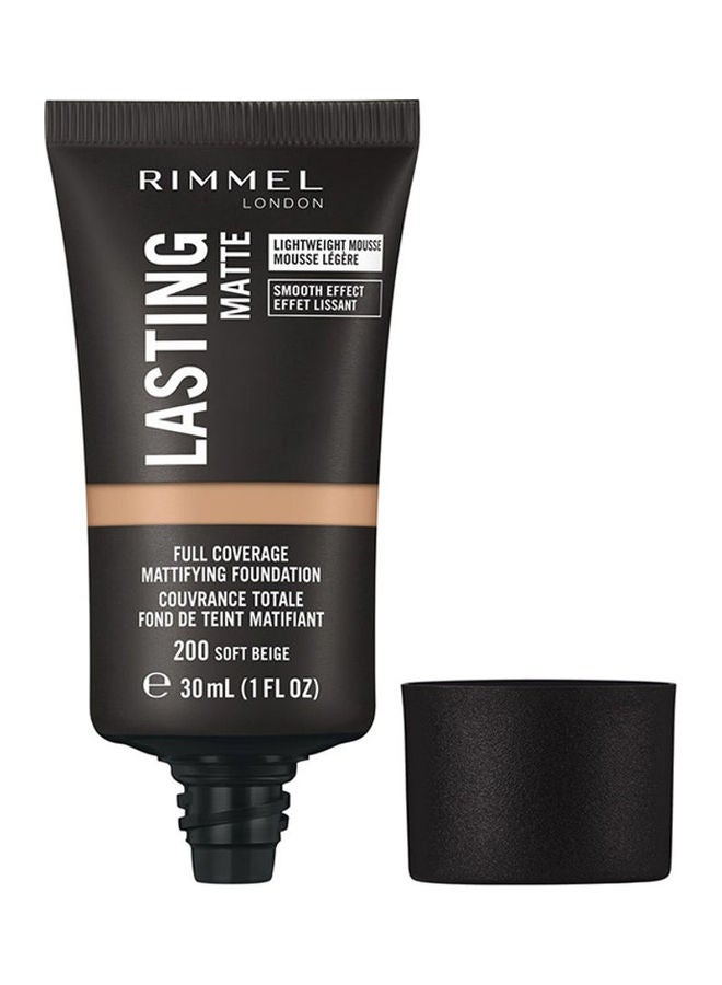 RIMMEL LONDON - Lasting Matte Foundation – 200 –Soft Beige - Image 1