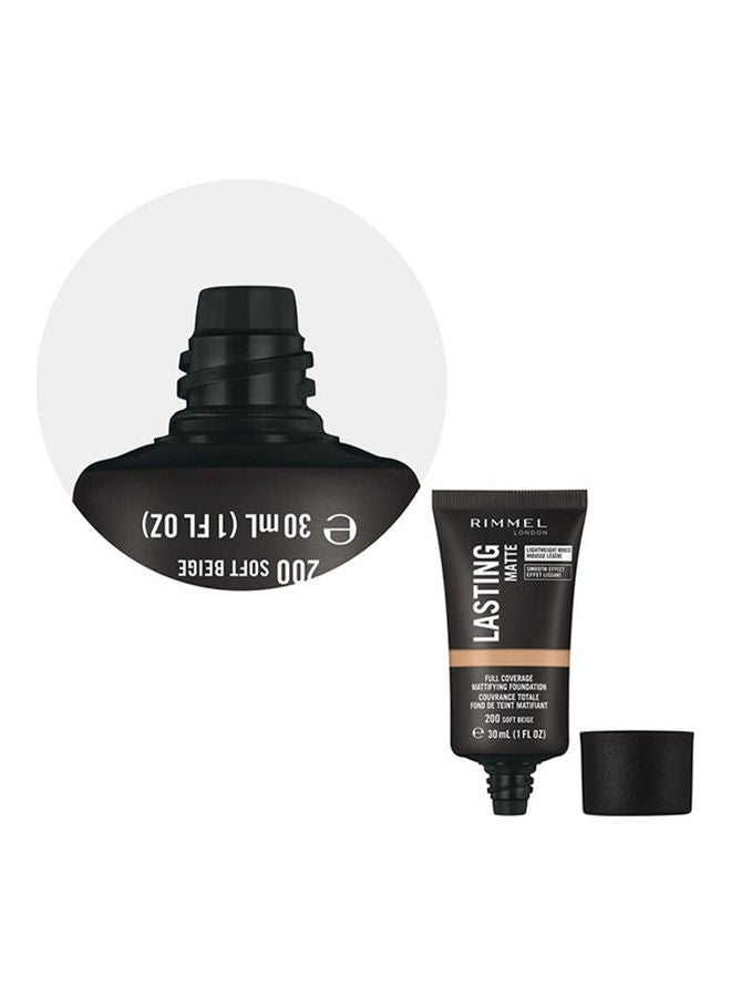 RIMMEL LONDON - Lasting Matte Foundation – 200 –Soft Beige - Image 1