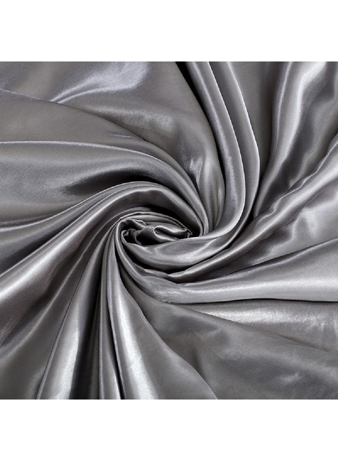 طقم غطاء لحاف سادة حرير فضي 220x230سم - Image 4