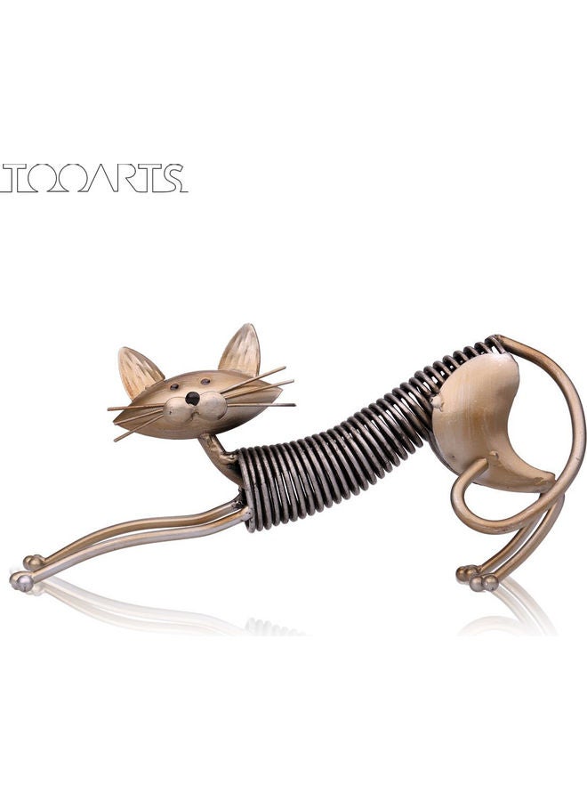 TOOARTS Spring Made Cat Metal Sculpture Silver/Beige 27 x 7.5 x 12.5cm - Image 4