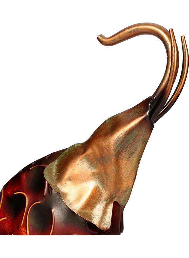 توراتس منحوتة معدنية بتصميم رأس فيل منحوت من الحديد أحمر/ ذهبي 37 x 7.5 x 18.5سم - Image 4