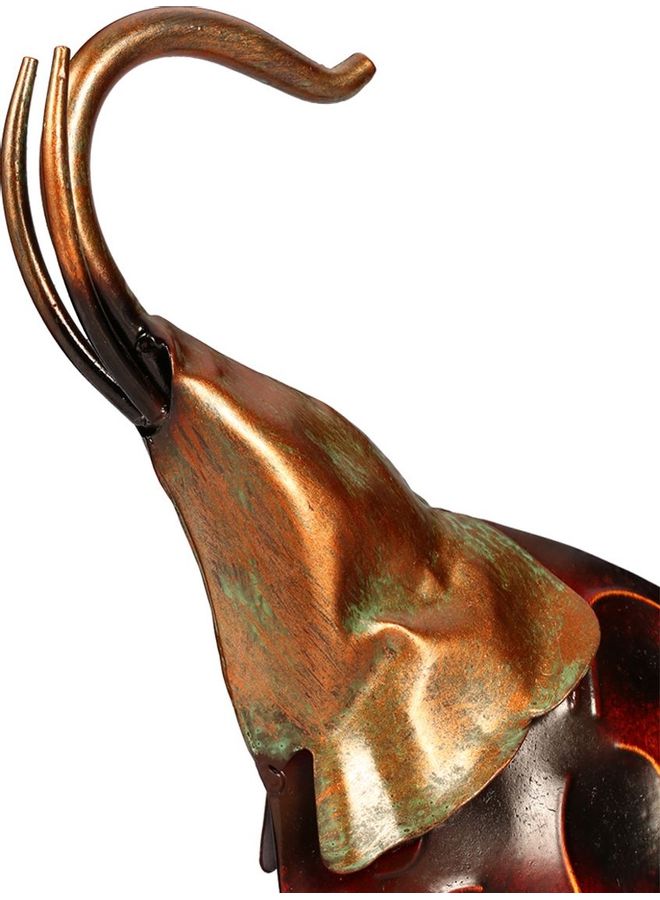 توراتس منحوتة معدنية بتصميم رأس فيل منحوت من الحديد أحمر/ ذهبي 37 x 7.5 x 18.5سم - Image 5