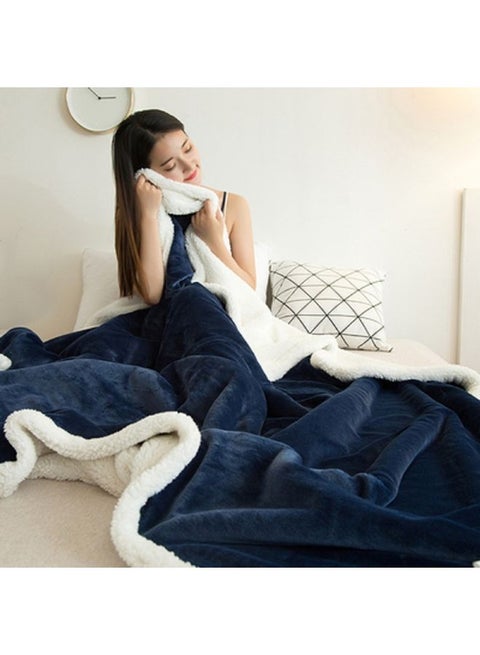 1 Piece Solid Bed Blanket King Size Flannel Dark Blue 200x230cm