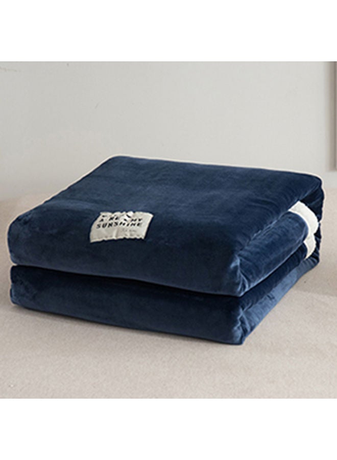 1 Piece Solid Bed Blanket King Size Flannel Dark Blue 200x230cm  - Image 2